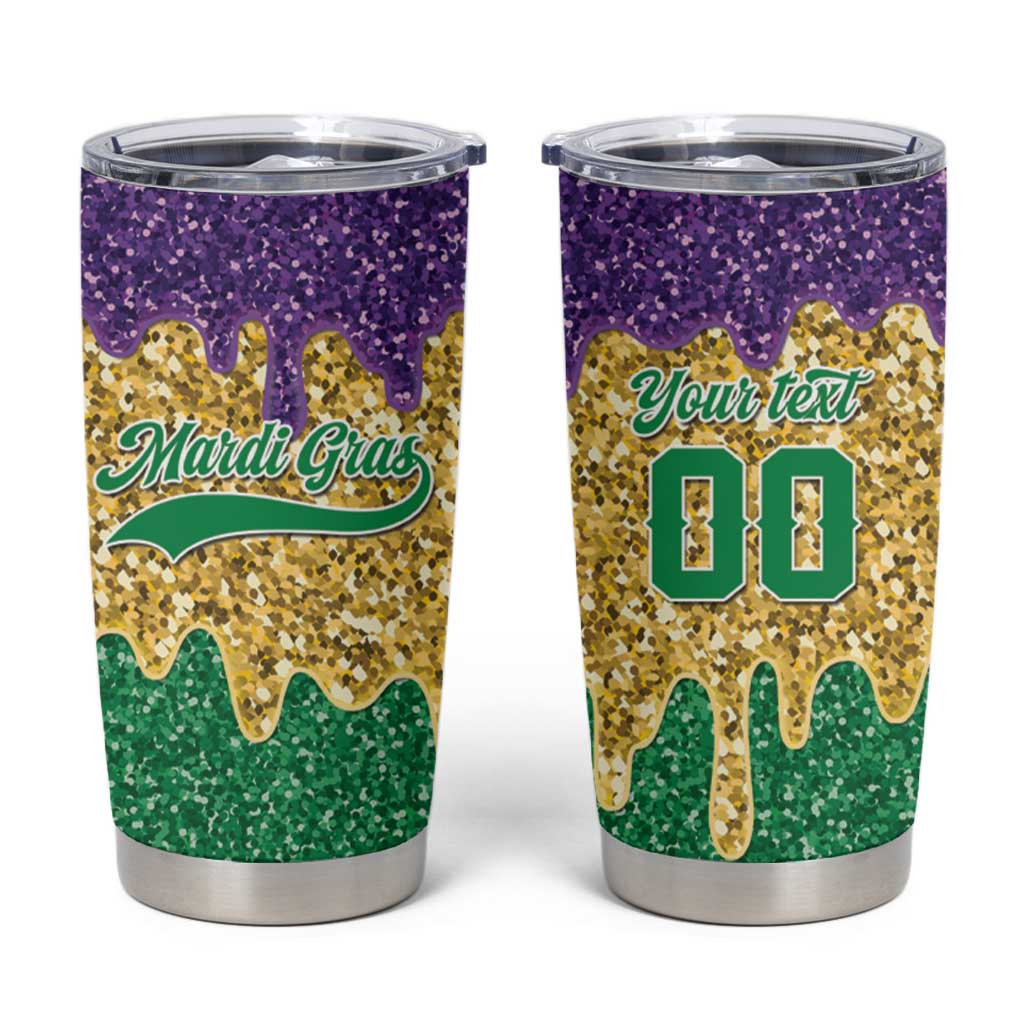 Custom Mardi Gras Dripping Tumbler Cup Baseball Sparkling Drip Motif - Wonder Print Shop