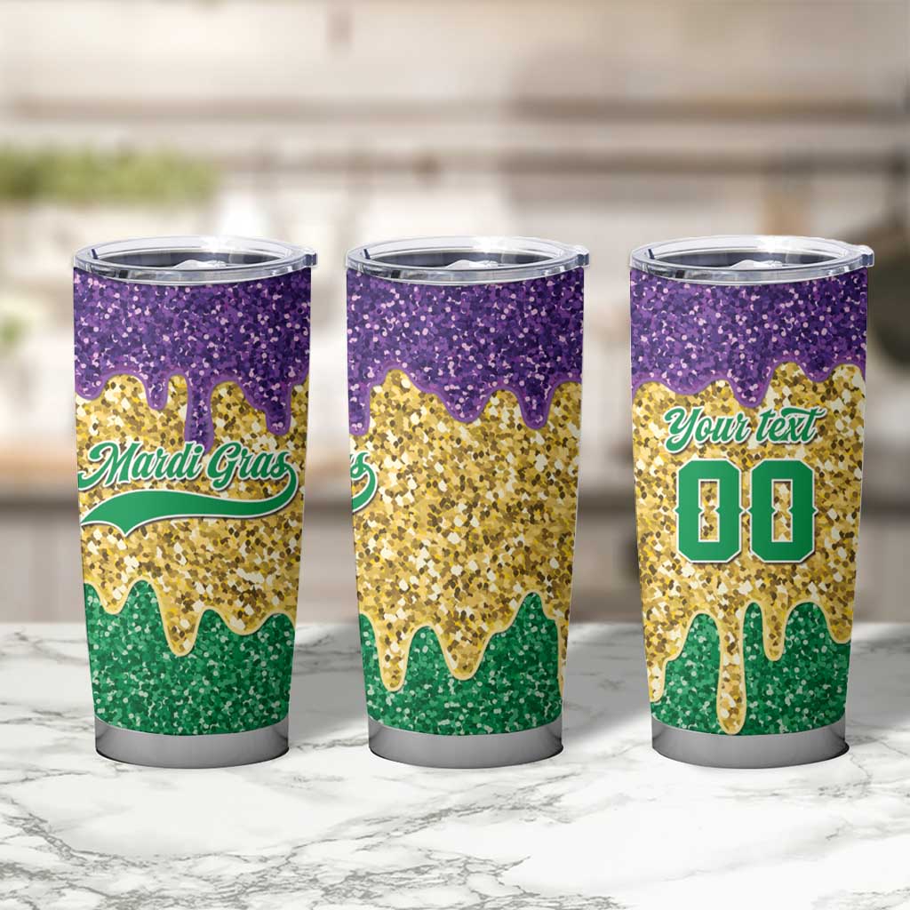 Custom Mardi Gras Dripping Tumbler Cup Baseball Sparkling Drip Motif - Wonder Print Shop