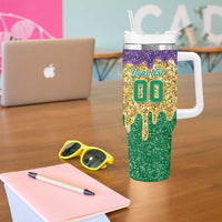 Custom Mardi Gras Dripping Tumbler With Handle Baseball Sparkling Drip Motif - Wonder Print Shop