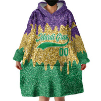 Custom Mardi Gras Dripping Wearable Blanket Hoodie Baseball Sparkling Drip Motif - Wonder Print Shop