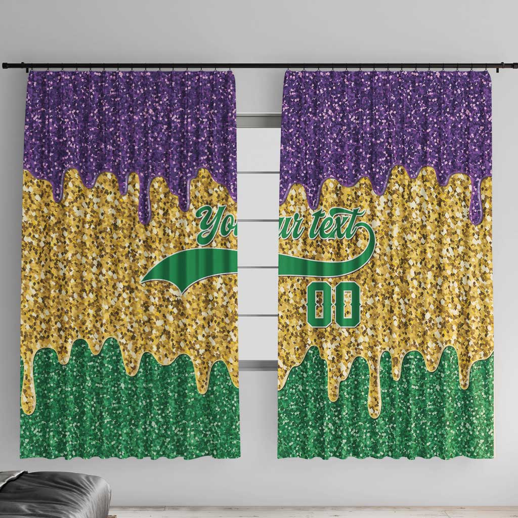 Custom Mardi Gras Dripping Window Curtain Baseball Sparkling Drip Motif - Wonder Print Shop