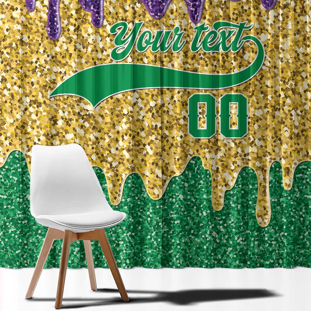Custom Mardi Gras Dripping Window Curtain Baseball Sparkling Drip Motif - Wonder Print Shop
