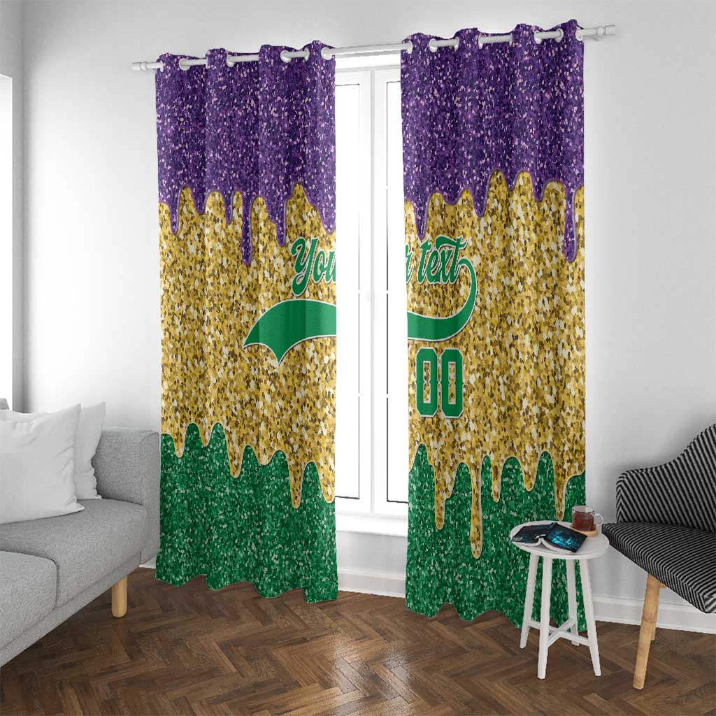 Custom Mardi Gras Dripping Window Curtain Baseball Sparkling Drip Motif - Wonder Print Shop