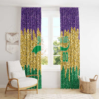 Custom Mardi Gras Dripping Window Curtain Baseball Sparkling Drip Motif - Wonder Print Shop