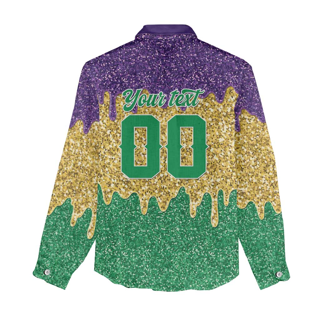 Custom Mardi Gras Dripping Women Casual Shirt Baseball Sparkling Drip Motif - Wonder Print Shop