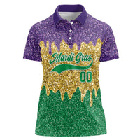 Custom Mardi Gras Dripping Women Polo Shirt Baseball Sparkling Drip Motif - Wonder Print Shop