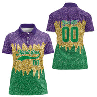 Custom Mardi Gras Dripping Women Polo Shirt Baseball Sparkling Drip Motif - Wonder Print Shop