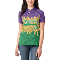 Custom Mardi Gras Dripping Women Polo Shirt Baseball Sparkling Drip Motif - Wonder Print Shop