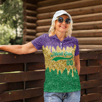 Custom Mardi Gras Dripping Women Polo Shirt Baseball Sparkling Drip Motif - Wonder Print Shop
