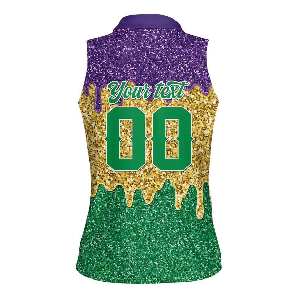 Custom Mardi Gras Dripping Women Sleeveless Polo Shirt Baseball Sparkling Drip Motif - Wonder Print Shop