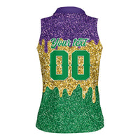 Custom Mardi Gras Dripping Women Sleeveless Polo Shirt Baseball Sparkling Drip Motif - Wonder Print Shop