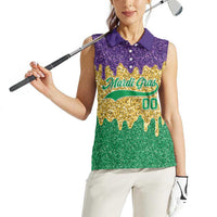 Custom Mardi Gras Dripping Women Sleeveless Polo Shirt Baseball Sparkling Drip Motif - Wonder Print Shop