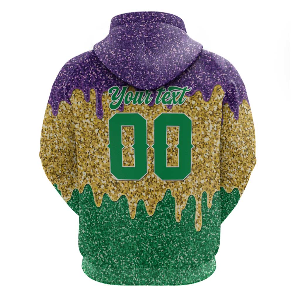 Custom Mardi Gras Dripping Zip Hoodie Baseball Sparkling Drip Motif - Wonder Print Shop