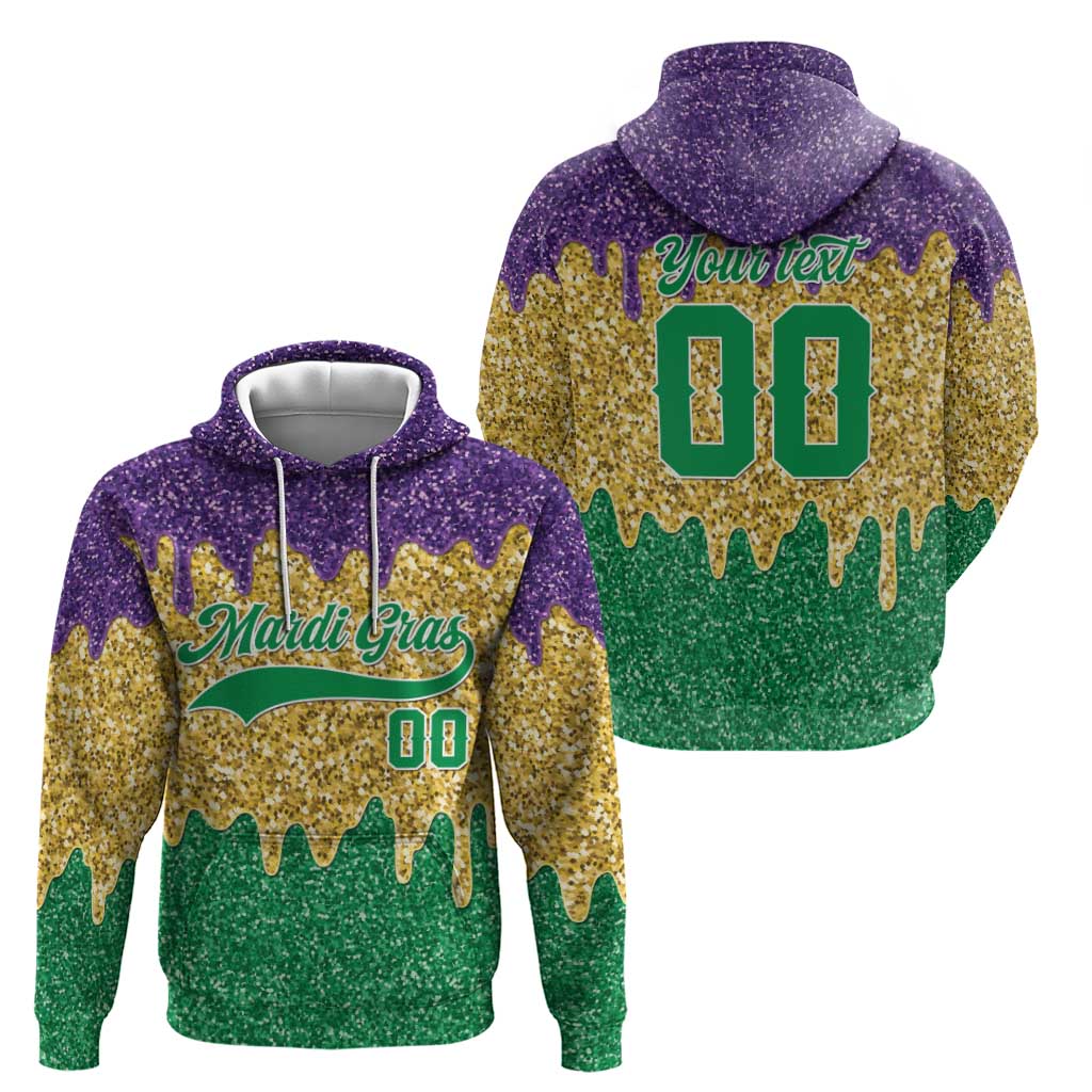 Custom Mardi Gras Dripping Zip Hoodie Baseball Sparkling Drip Motif - Wonder Print Shop