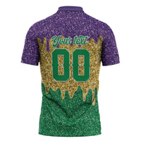 Custom Mardi Gras Dripping Zipper Polo Shirt Baseball Sparkling Drip Motif - Wonder Print Shop