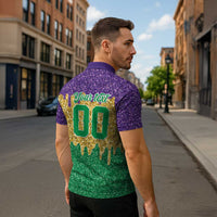 Custom Mardi Gras Dripping Zipper Polo Shirt Baseball Sparkling Drip Motif - Wonder Print Shop