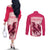 Kentucky Derby Horse Racing Personalized Couples Matching Off The Shoulder Long Sleeve Dress and Long Sleeve Button Shirt Pink Out