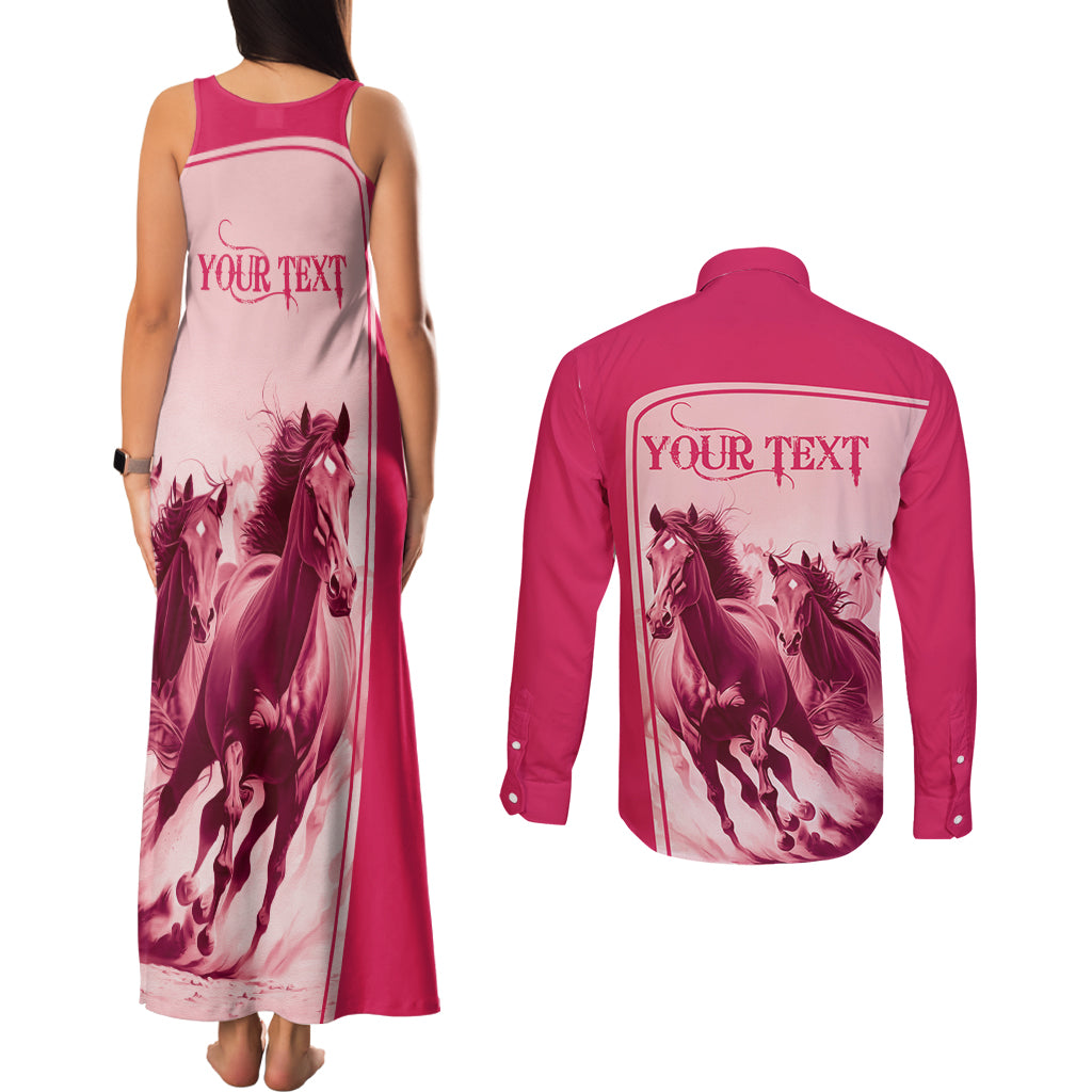 Kentucky Horse Racing Personalized Couples Matching Tank Maxi Dress and Long Sleeve Button Shirt Pink Out LT9 - Wonder Print Shop
