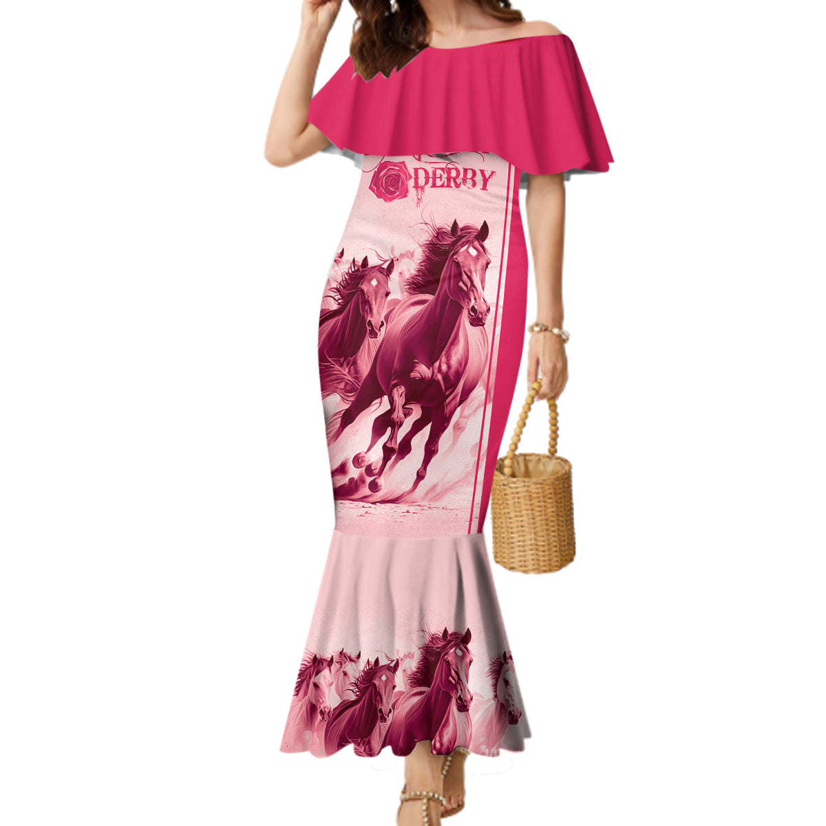 Kentucky Horse Racing Personalized Family Matching Mermaid Dress and Hawaiian Shirt Pink Out LT9 - Wonder Print Shop