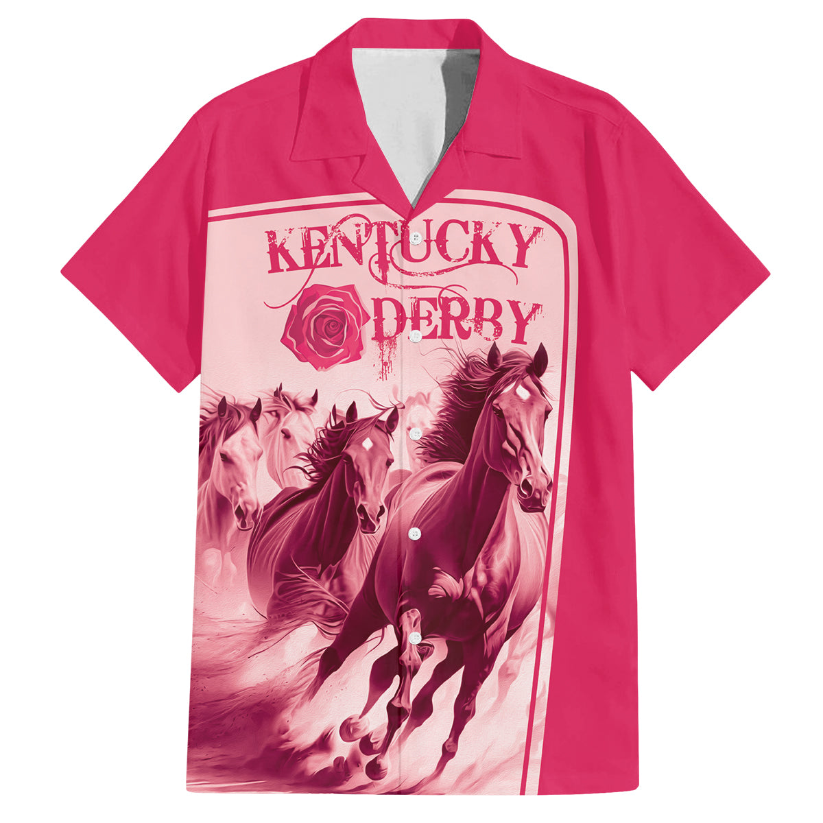 Kentucky Horse Racing Personalized Family Matching Off Shoulder Long Sleeve Dress and Hawaiian Shirt Pink Out - Wonder Print Shop
