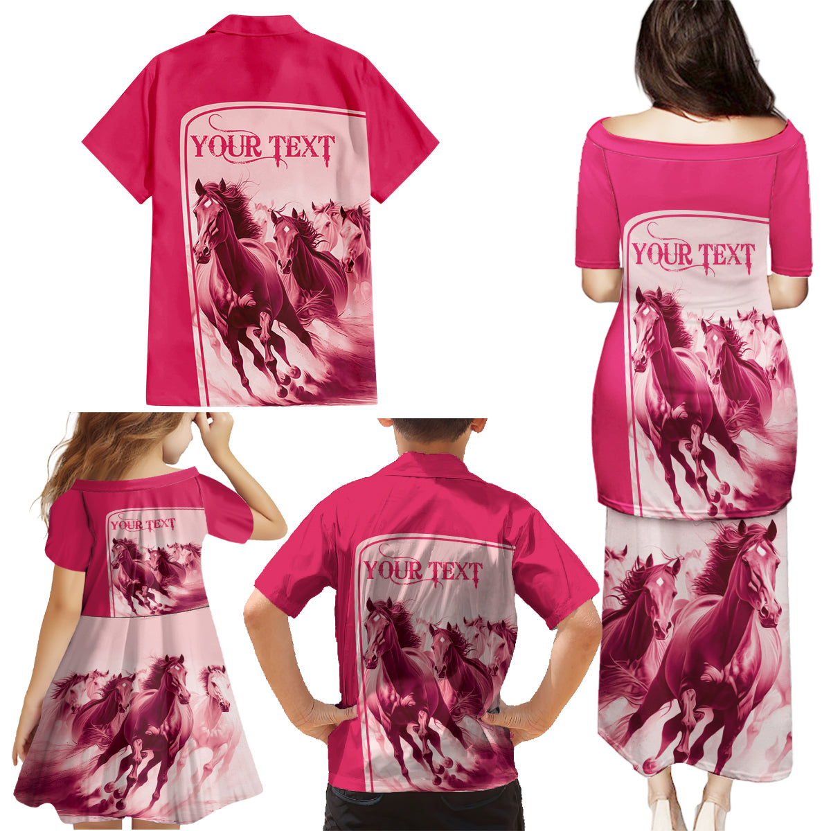 Kentucky Horse Racing Personalized Family Matching Puletasi and Hawaiian Shirt Pink Out - Wonder Print Shop