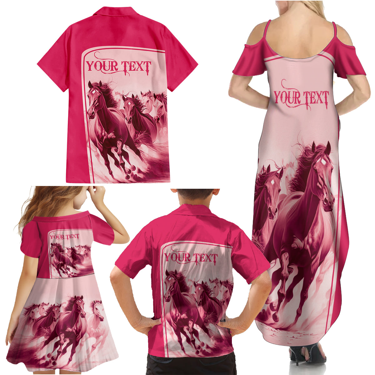 Kentucky Horse Racing Personalized Family Matching Summer Maxi Dress and Hawaiian Shirt Pink Out - Wonder Print Shop