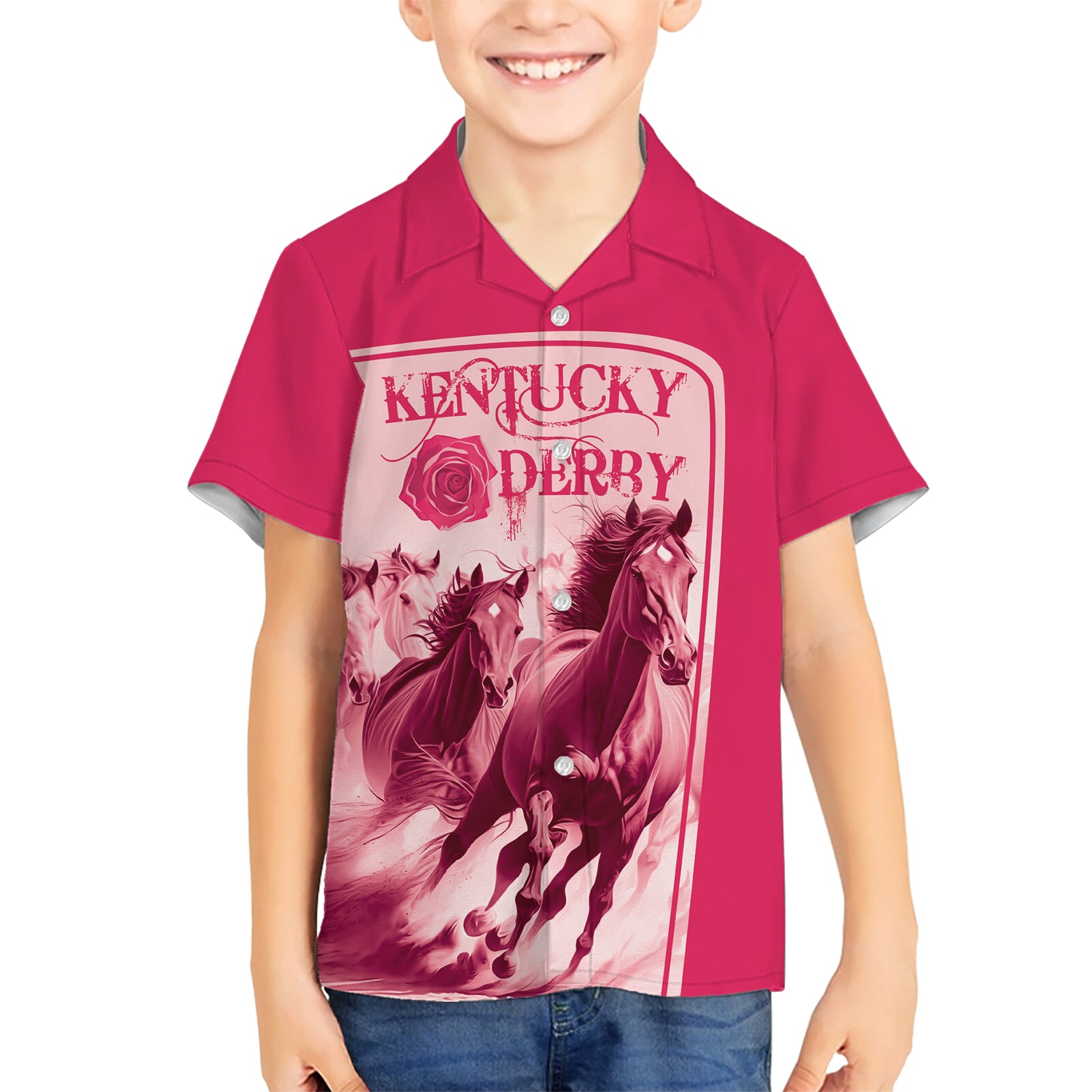 Kentucky Horse Racing Personalized Kid Hawaiian Shirt Pink Out - Wonder Print Shop