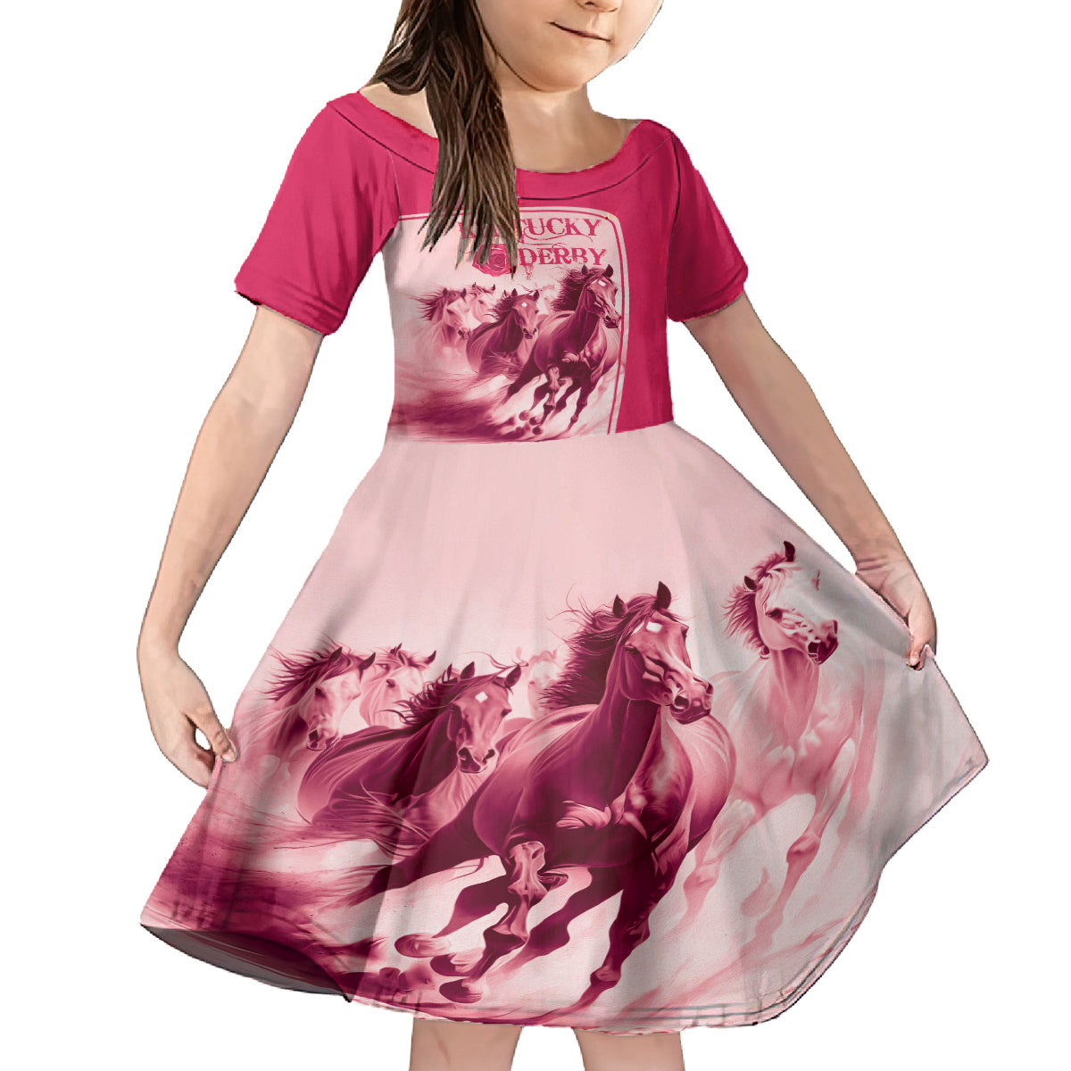 Kentucky Horse Racing Personalized Kid Short Sleeve Dress Pink Out - Wonder Print Shop