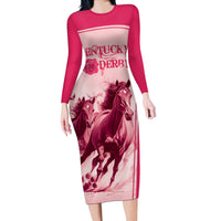 Kentucky Horse Racing Personalized Long Sleeve Bodycon Dress Pink Out - Wonder Print Shop