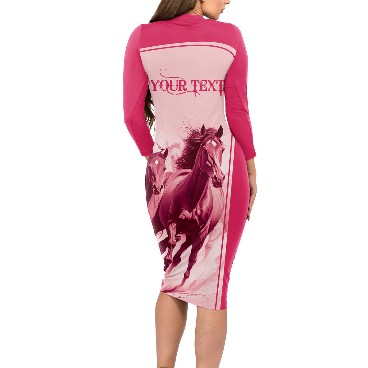 Kentucky Horse Racing Personalized Long Sleeve Bodycon Dress Pink Out - Wonder Print Shop