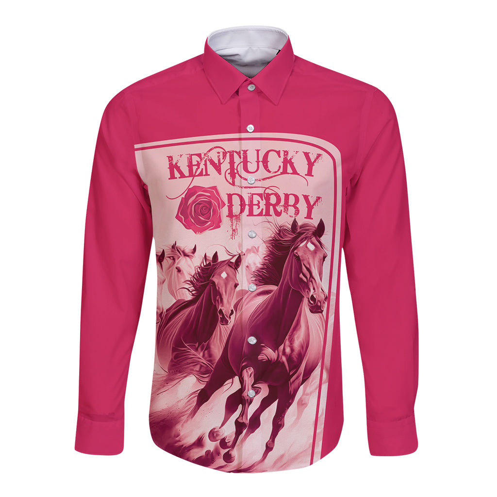 Kentucky Horse Racing Personalized Long Sleeve Button Shirt Pink Out - Wonder Print Shop
