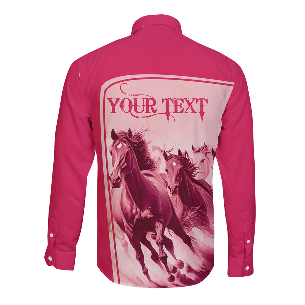 Kentucky Horse Racing Personalized Long Sleeve Button Shirt Pink Out - Wonder Print Shop