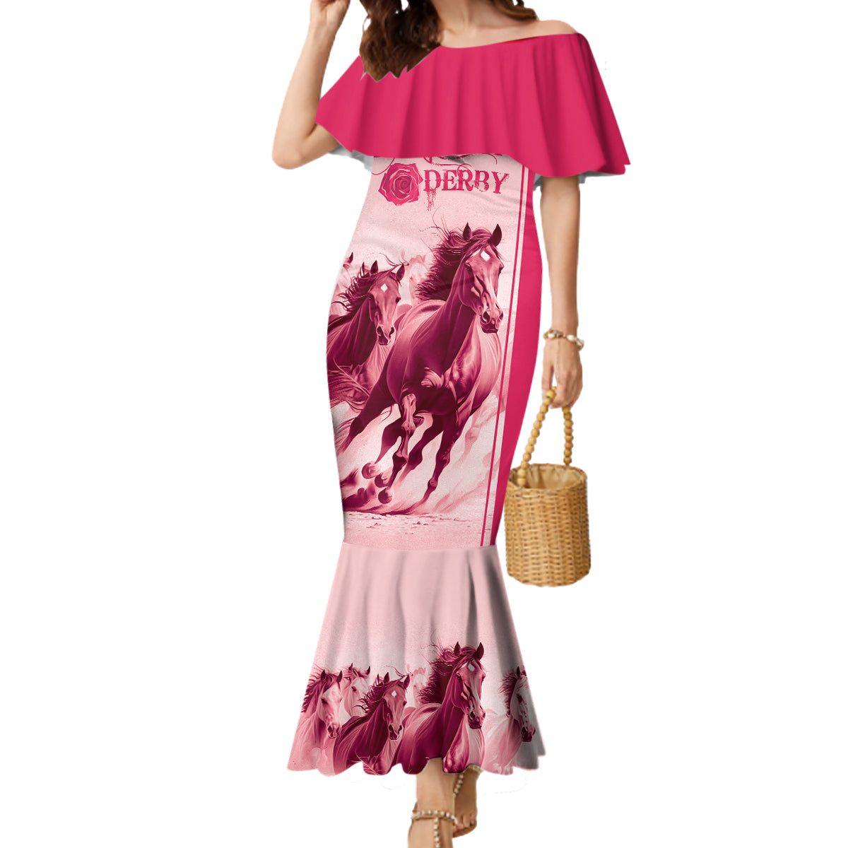 Kentucky Horse Racing Personalized Mermaid Dress Pink Out - Wonder Print Shop