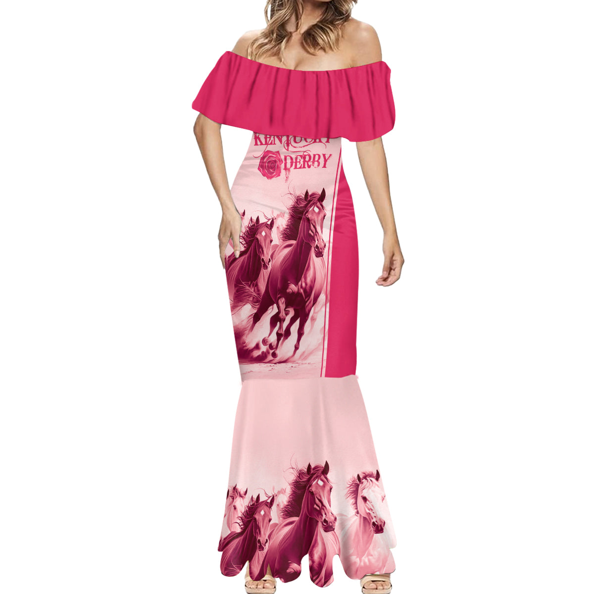 Kentucky Horse Racing Personalized Mermaid Dress Pink Out - Wonder Print Shop