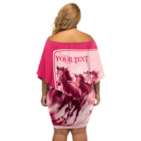 Kentucky Horse Racing Personalized Off Shoulder Short Dress Pink Out - Wonder Print Shop
