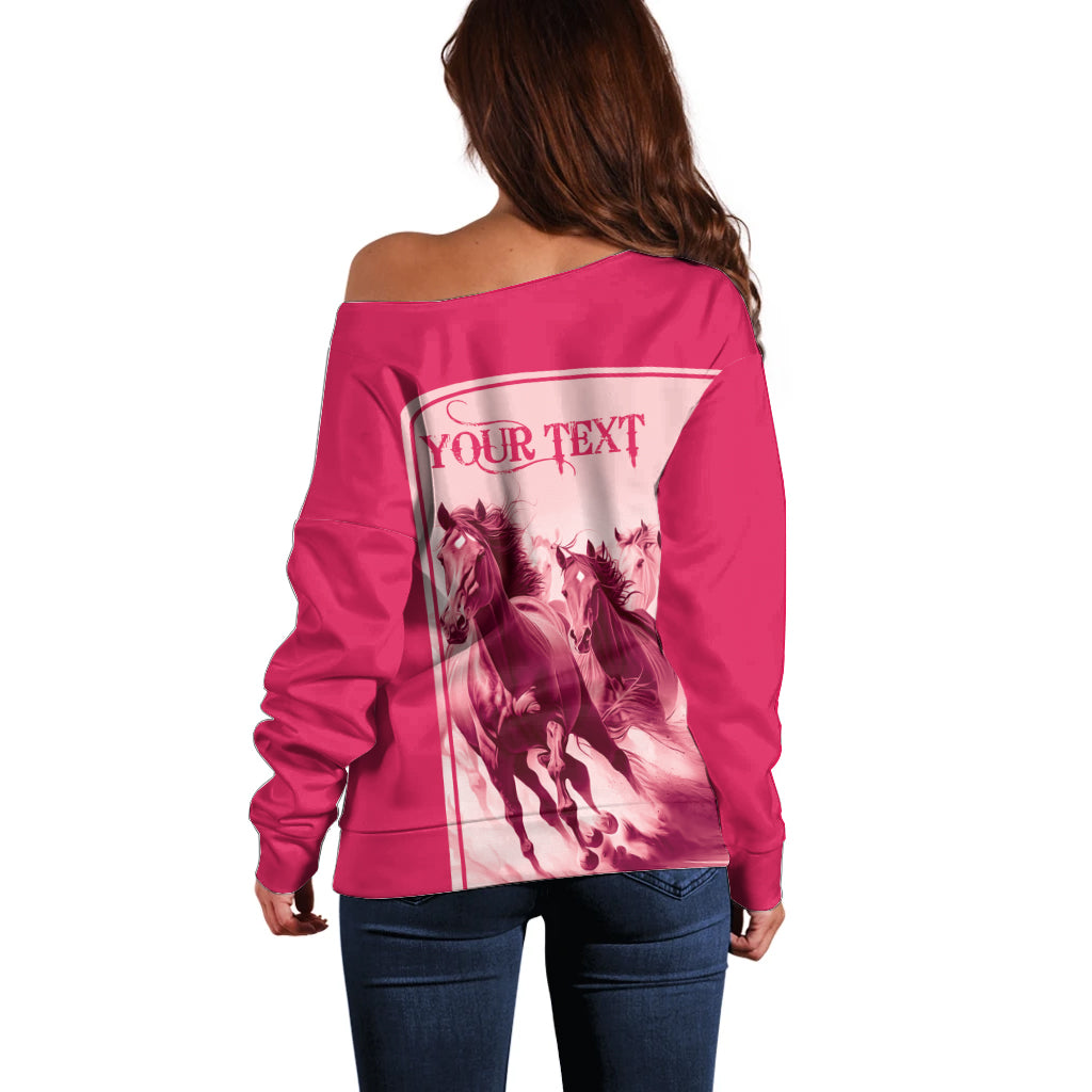 Kentucky Horse Racing Personalized Off Shoulder Sweater Pink Out - Wonder Print Shop