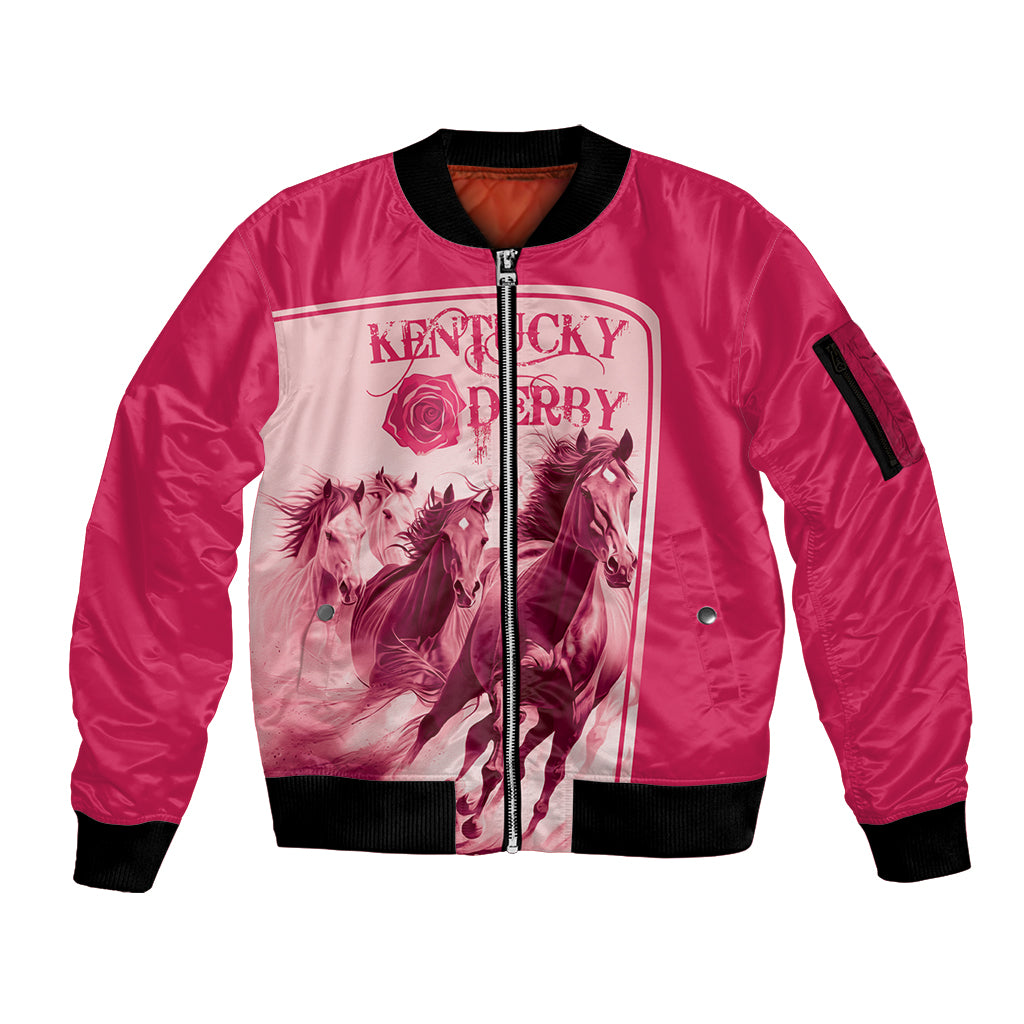Kentucky Horse Racing Personalized Sleeve Zip Bomber Jacket Pink Out - Wonder Print Shop
