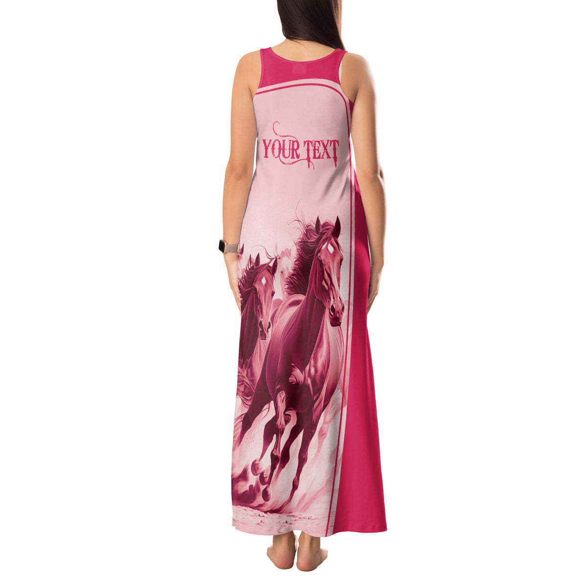 Kentucky Horse Racing Personalized Tank Maxi Dress Pink Out - Wonder Print Shop
