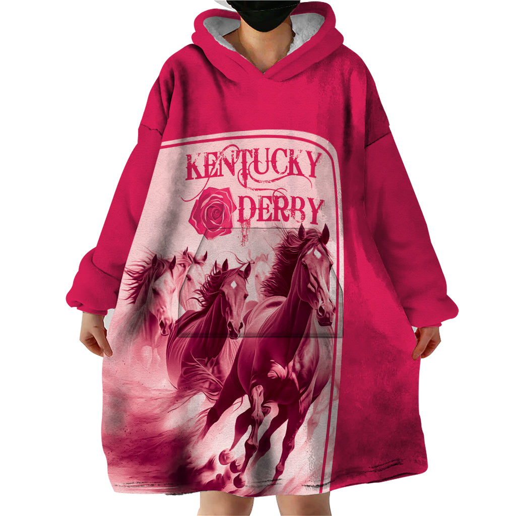 Kentucky Horse Racing Personalized Wearable Blanket Hoodie Pink Out - Wonder Print Shop