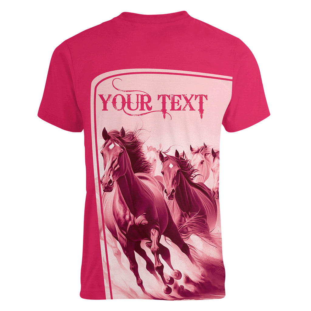 Kentucky Horse Racing Personalized Women V Neck T Shirt Pink Out - Wonder Print Shop