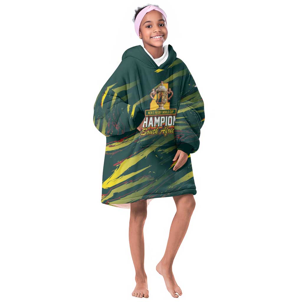South African Four-time Champions Kid Wearable Blanket Hoodie World Rugby Team Springboks