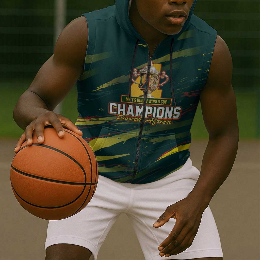 South African Four-time Champions Sleeveless Zip Hoodie World Rugby Team Springboks
