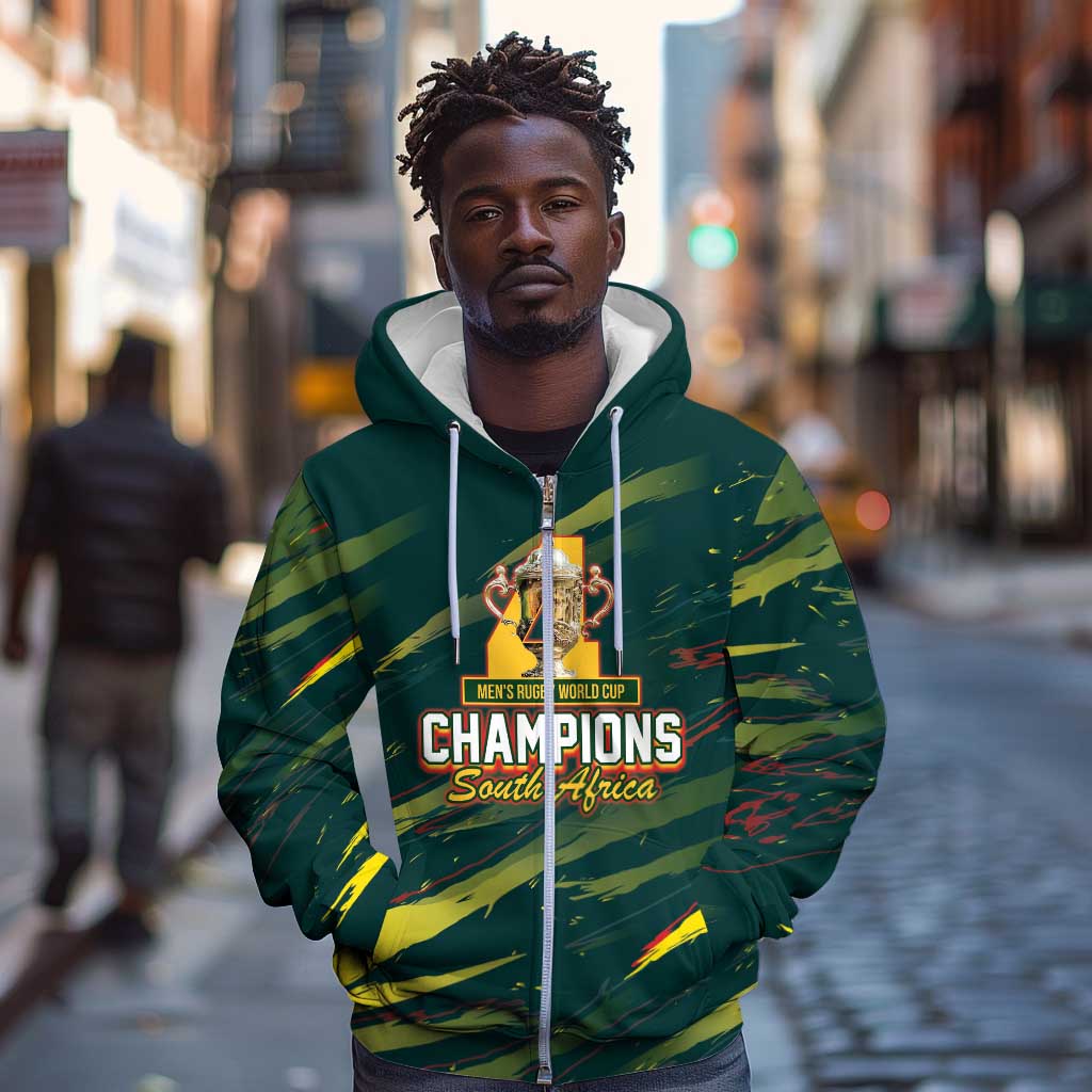 South African Four-time Champions Zip Hoodie World Rugby Team Springboks