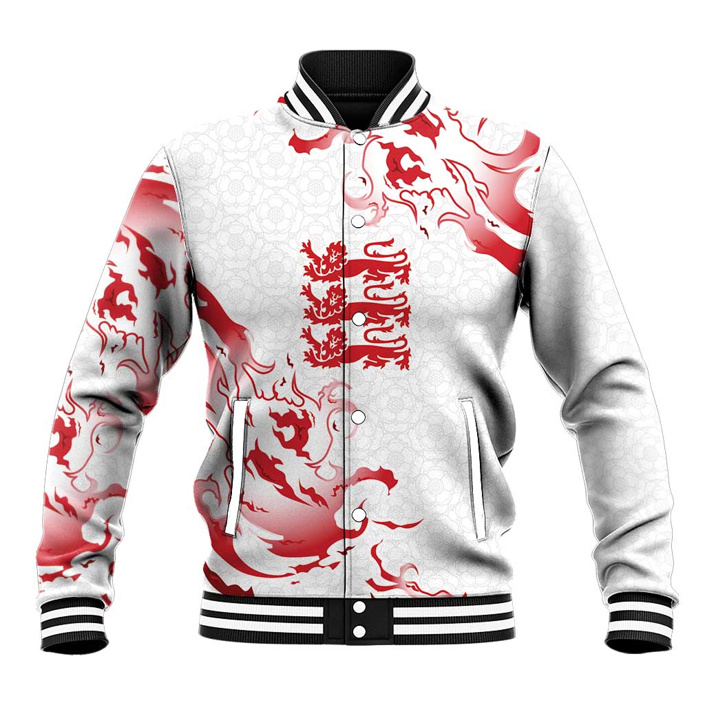 Custom England Rugby Pride Baseball Jacket Tudor Rose Flame Fire Style