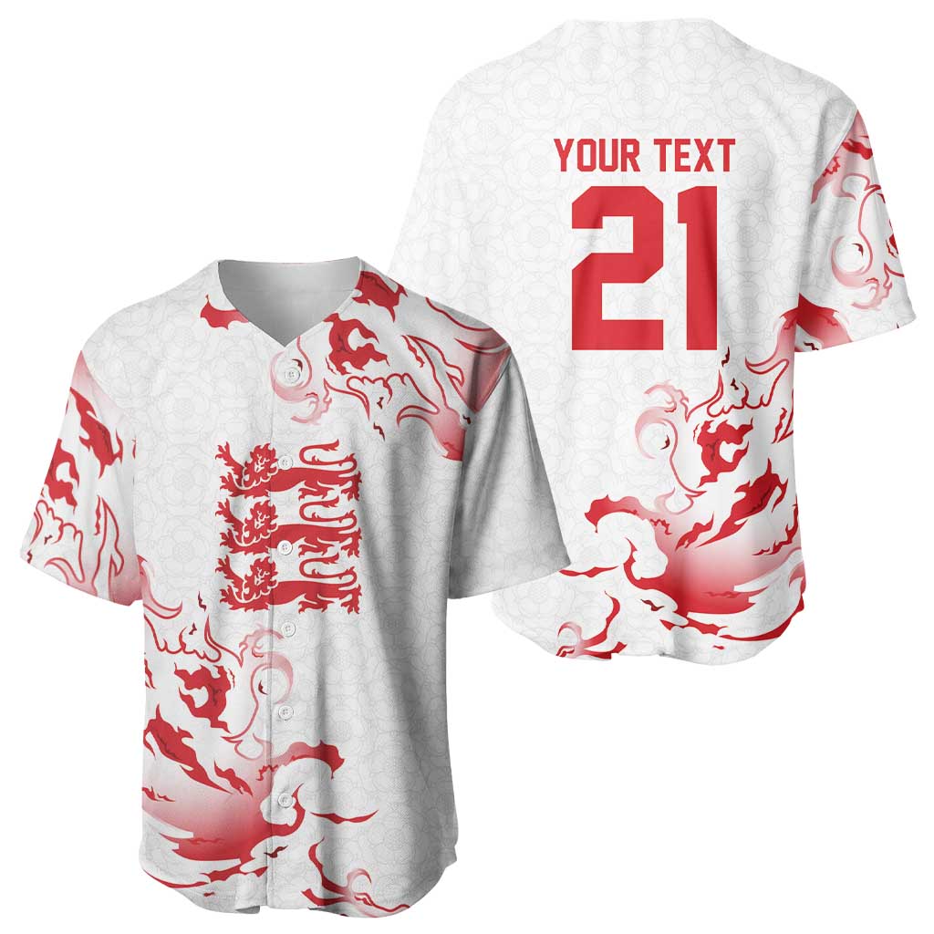 Custom England Rugby Pride Baseball Jersey Tudor Rose Flame Fire Style