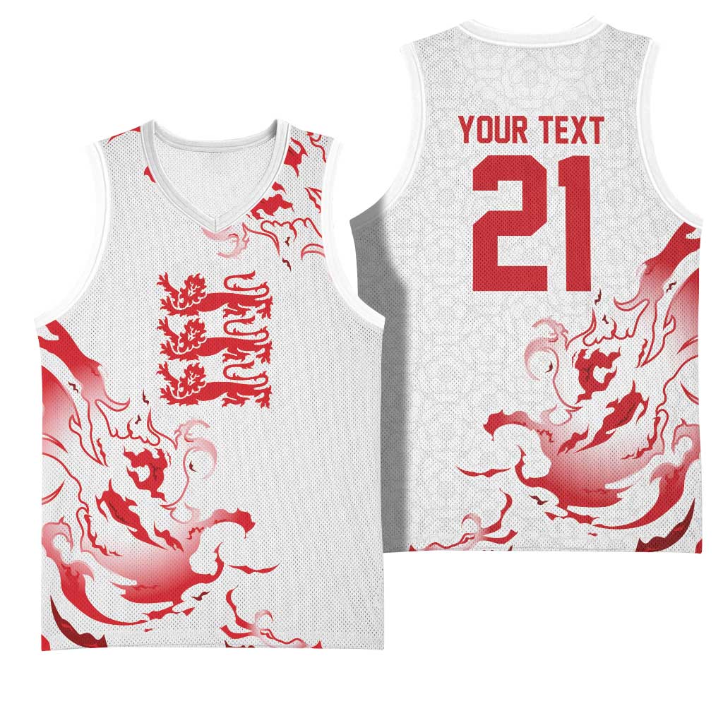 Custom England Rugby Pride Basketball Jersey Tudor Rose Flame Fire Style