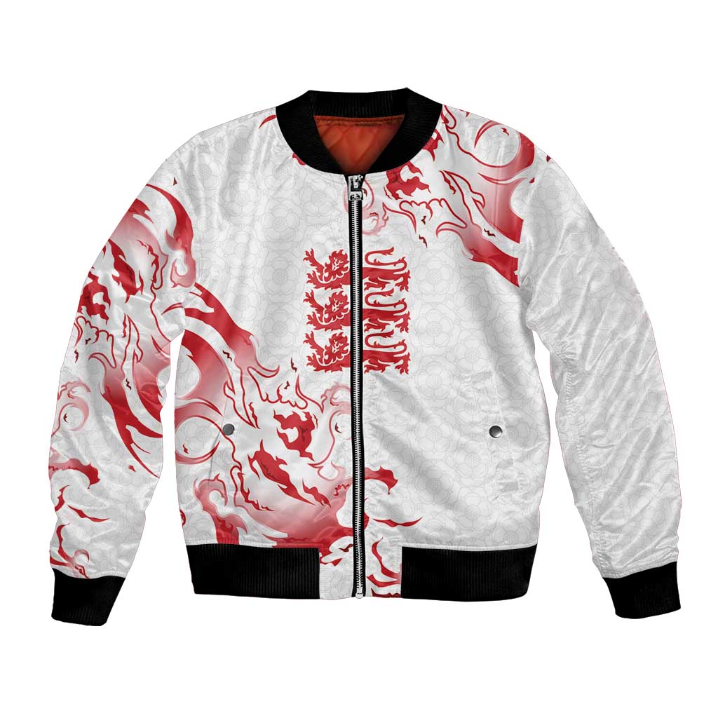 Custom England Rugby Pride Bomber Jacket Tudor Rose Flame Fire Style