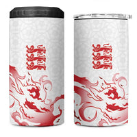 Custom England Rugby Pride 4 in 1 Can Cooler Tumbler Tudor Rose Flame Fire Style