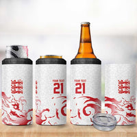 Custom England Rugby Pride 4 in 1 Can Cooler Tumbler Tudor Rose Flame Fire Style