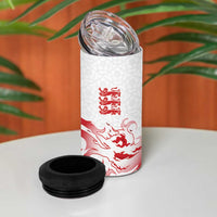 Custom England Rugby Pride 4 in 1 Can Cooler Tumbler Tudor Rose Flame Fire Style